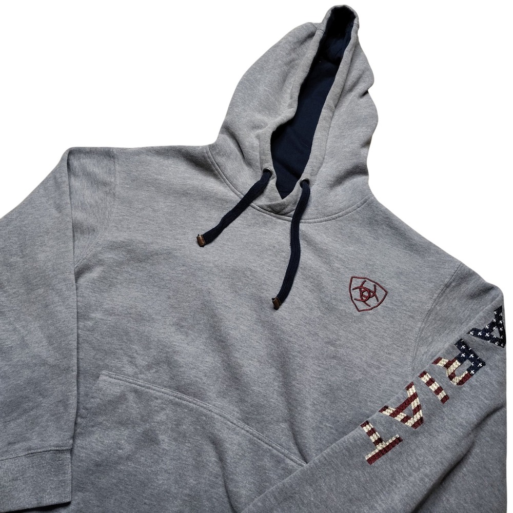 Ariat Chimayo Southwestern Thunderbird Embroidered Sz M Grey Pullover Hoodie